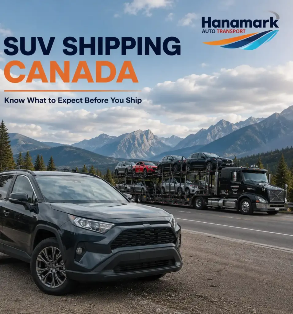 SUV Shipping in Canada, SUV car in the image, and hanamark Truck